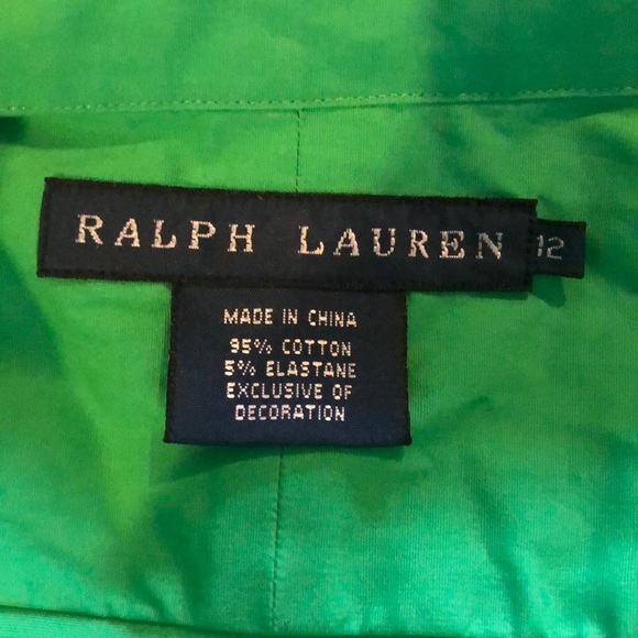 Ralph Lauren Green Cotton Button Down Blouse - Picture 4 of 4